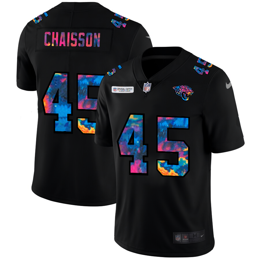 Men Nike Jacksonville Jaguars 45 Chaisson Multi Color Black 2020 NFL Crucial Catch Vapor Untouchable Limited Jersey